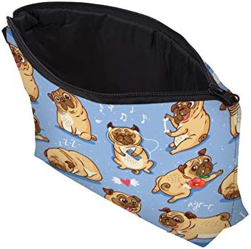 LOOMILOO Cosmetic Bag for Women, Adorable Roomy Makeup Bag Travel Water Resistant Toiletry Bag Accessories Organizer (Flower Pug 51491)