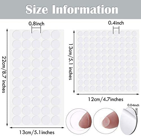 1000 Pieces Clear Sticky Putty Removable Round Putty 2 Sizes Double-Sided Stickers Round Adhesive Sticker for Decorations Wall Metal Glass Wood