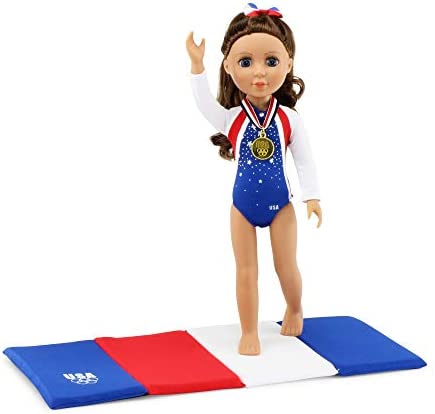 Emily Rose 14 Inch Doll Clothes Clothing Accessories | USA 4 PC Doll Gymnastics Gift Set Outfit, Including Gold Medal Accessory! | Fits Most 14.5" Hard-Bodied Dolls