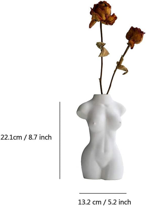 AMITD Female body form vase for Flower, Sex Body Art Vase, Vases for Decor, Modern Boho Chic Home Decor (White Body A)