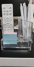 Cq acrylic Pen and Pencil Holders Cups Business Card Holder Box Office Supplies Desktop Organizer Storage,5.4x3.8x4.4 inch Pack of 1