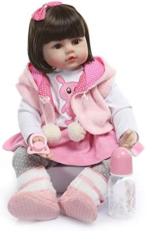 Pedolltree Reborn Baby Dolls Clothes Girl 18 Inches Doll Accessories Outfit for Reborn Doll 17 to19 Inch Newborn Pink Skirt 4 Pices Set Clothing