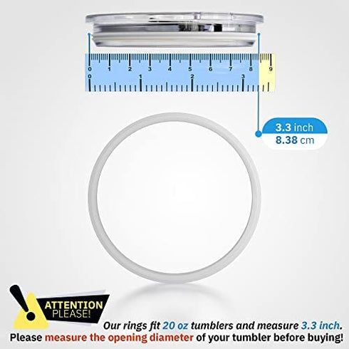 Pack of 4-20/10 oz White Replacement Rubber Lid Ring, 3.3 Inch Diameter - Gasket Seals, Lid for Insulated Stainless Steel Tumblers, Cups Vacuum Effect, fit on Renowned Brands - White