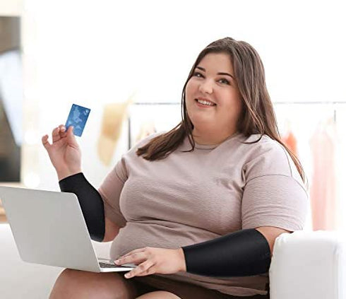 2 Pair Arm Sleeves for Plus Size Women, Slim Upper Arm Compression Shapers Wraps, 1 Pair Calf Compression Sleeves Included