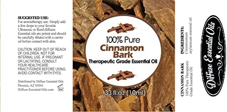 Diffuse Essential Oils 10ml - Cinnamon Bark Essential Oil - 0.33 Fluid Ounces