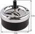 Round Push Down Stainless Steel Modern Tabletop Cigarette Ashtray with Spinning Tray, Cigarette Ashtray for Indoor or Outdoor Use, Ash Holder for Smokers, Desktop Smoking Ash Tray for Home Office