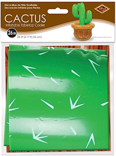 Inflatable Cactus Cooler and Drink Holder - Novelty Party Supplies, Holds Up to 24 -12 Ounce Cans, 1 Count