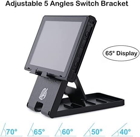 Tscope Switch Stand for Nintendo, for Animal Crossing Switch Holder, Adjustable Switch Lite Compact Portable Foldable Stand for Nintendo Switch Accessories (Black)