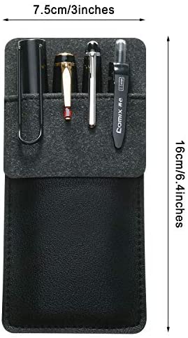 4 Packs Pocket Protector, Leather Pen Pouch Holder Organizer for Lab Coats/shirts/pen Note, Handmade Pencil Pocket Holder for School Office Hospital Supplies (Black)