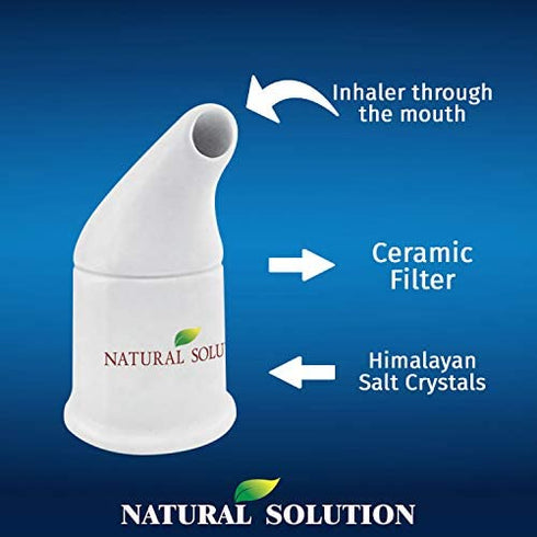 Natural Solution Ceramic Salt Inhaler with 2 Himalayan Pink Salt Refills, Relief Breathing Congestion, White