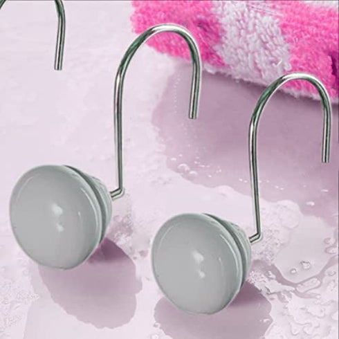 Creative Scents Grey Shower Curtain Hooks Decorative - Set of 12 Shower Curtain Rings for Bathroom Shower Rod - Decorative Shower Hooks for Shower Curtain for Any Bathroom Decor