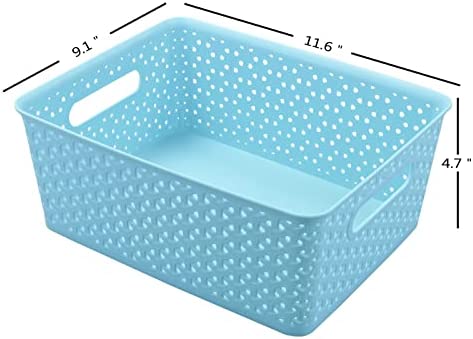 Rinboat Medium Colored Plastic Storage Baskets, 4 Packs
