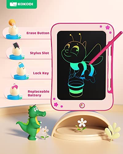KOKODI Erasable 8.5 Inch LCD Writing Tablet Girls Unicorn Toys 3 4 5 6 7 8 Years Old Birthday Gifts, Reusable Doodle Board Drawing Pad, Educational Travel Learning Game for Toddler Girls Toys 3-6 Age