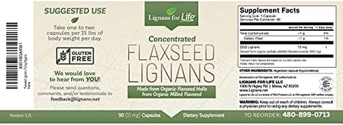 Lignans For Life Flaxseed Lignans for Dogs & People, 15mg - 90 Capsules - Natural Hormone Support