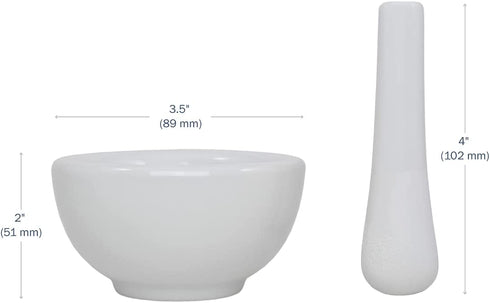 Apothecary Products Mortar and Pestle Bowl | Mixer and Grinder for Medicine | Porcelain | 4 Oz