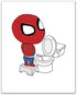 Spiderman Bathroom Prints - Set of 4 (8 inches x 10 inches) Wall Art Decor
