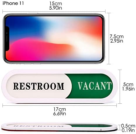 Vacant Occupied Sign(2 pack)for Home Office Hotles Hospital Restroom,Slider Door Sign (Tells Whether Room Vacant or Occupied), 6.7'' x 2''