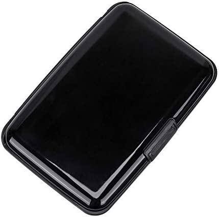 ELFISH RFID Blocking Credit Card Protector Aluminum ID Case Hard Shell Business Card Holders Metal Wallet for Men or Women (Black)