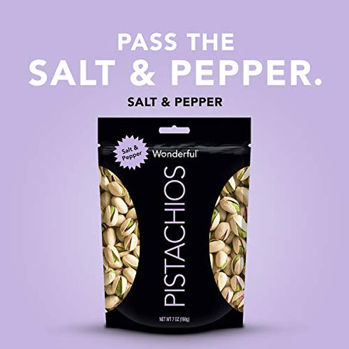 Wonderful Pistachios, Salt and Pepper Flavored Nuts, 7 Ounce Resealable Pouch
