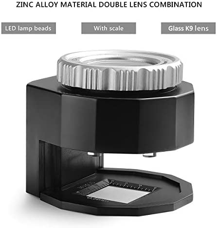 30X Illuminated Loupe Magnifier, Adjustable Focal Length Coin Magnifier with Light Double Optical Lens, Jewelers Magnifying Glass for Coins Textile Embroidery Stamps Currency
