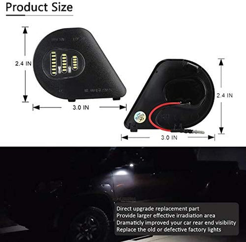 D-Lumina Side Mirror Puddle Lights Assembly Compatible with 2010-2018 Dodge Ram 1500 2500 3500 4500 5500 Pickup Trucks, Under Mirror Puddle LED Lamp 6500K White 2-Pieces
