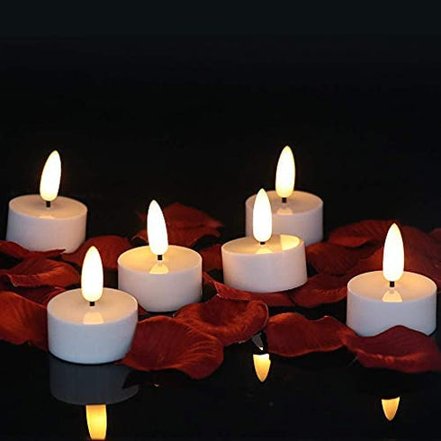 Wondise Halloween Tea Lights Battery Operated Flameless Flickering Candles with Timer, 12Pack Realistic 3D Wick Votive Candles Battery Included, for Dating Wedding Dinner Decoration