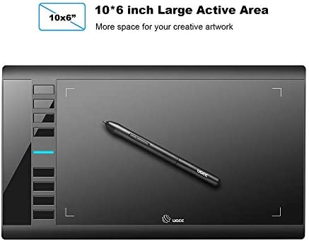 UGEE M708 Drawing Tablet, Graphics Tablet with Pressure Pen Stylus, 8 Hotkeys, 10*6 inch Drawing Area, Art Tablet for Beginner, Easy to Use, Drawing Pad for Win11/10/8/7, Mac OS, Chrome OS PC Laptop