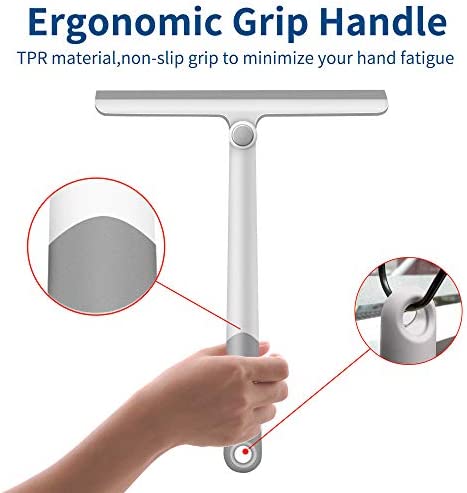 Shower Squeegee for Shower Doors, Shower Squeegee for Glass Doors, Bathroom, Mirrors, Windows Cars and Tile Walls, Silicone Handle Shower Squeegee 12 Inch ?Grey,2 Pack?