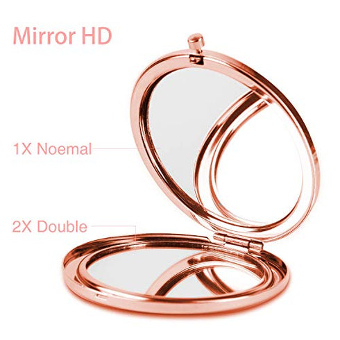 Dynippy Compact Mirror Round Rose Gold Makeup Mirror Folding Mini Pocket Mirror Portable Hand Mirror Double-Sided with 2 x 1x Magnification for Woman Mother Kids Great Gift (Eiffel Tower)