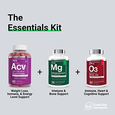 Magnesium & Zinc with Vitamin D3 by Essential Elements - For Sleep Immune & Bone Support | Magnesium Glycinate, Malate, Citrate 200mg - Triple Magnesium Supplement for Women and Men - 3 Month Supply