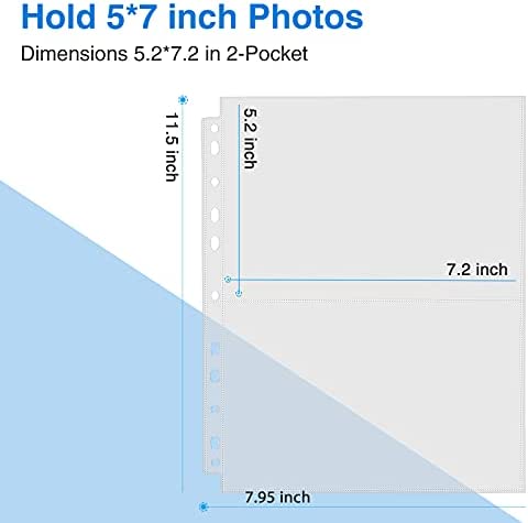 Sooez 30 Pack Heavy Duty Photos or Postcards Page Protectors, Plastic Clear Photo Holder Sleeves for 3 Ring Binder, Two 5'' x 7'' Pockets Per Page, Top Loading Perfect for Checking & Organizing