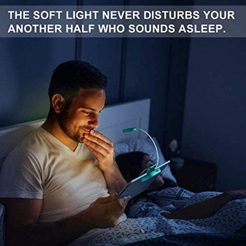 Vekkia Rechargeable Amber Reading Light, Book Light for Reading in Bed, 3 Levels, Up to 70 Hours Reading, Best Gift for Bookworms, Travel&Kids (Blue)