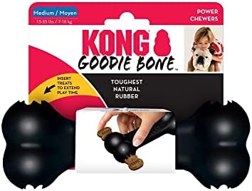KONG - Extreme Goodie Bone - Durable Rubber Dog Bone for Power Chewers, Black - for Medium Dogs