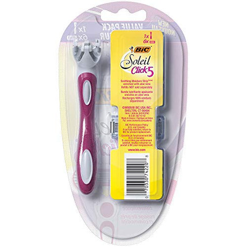 BIC Soleil Click 5 Women's Disposable Razor, Five Blade, Count of 6 Razors, For a Smooth and Close Shave
