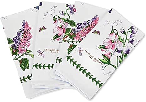 Portmeirion - Botanic Garden Collection - Set of 4 Cotton Napkins with Assorted Flower Motifs
