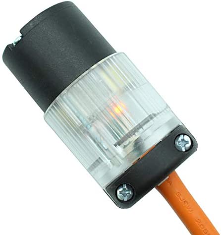 Journeyman-Pro 520CV-LIT Lighted 20 Amp 120-125 Volt, NEMA 5-20R, 2Pole 3Wire, Straight Blade, Female Plug Replacement Cord Connector Outlet, Commercial Grade PVC Power Indicating (BLACK LIT 1-PACK)