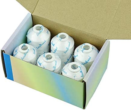 Simthread 6 Polyester White Machine Embroidery Threads 1000M(1100Yards) for Brother, Babylock, Janome, Pfaff, Singer, Bernina and Other Home Machines (White)