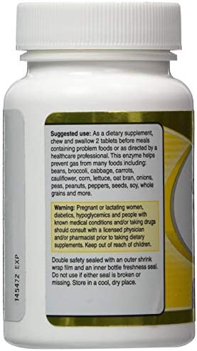 Vitacost Gas Enzyme Alpha-galactosidase - 300 GalU per Serving - 120 Chewable Tablets