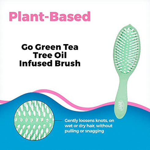 Wet Brush Go Green Tea Tree Oil Infused Detangling Hair Brush - Pain-Free Ultra-Soft Detangler Bristles Glide Through Tangles with Ease - Protects Against Split Ends
