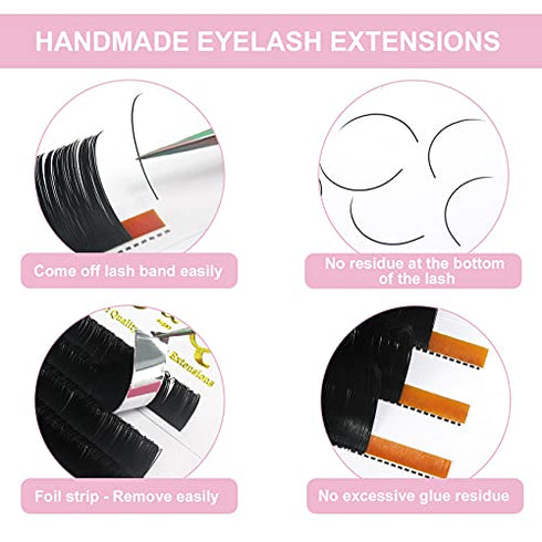 Classic Eyelash Extensions C-0.15-8-15MIX Classic Lash Extensions .07 Individual Lash Extensions D Curl Handmade Classic Lashes (C-0.15,8-15MIX)