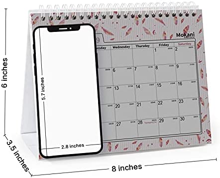 Mokani Small Desk Calendar 2023-2024 (8"x6"), Mini Monthly Desktop Calendar from January 2023 to June 2024, Academic Year Standing Desk Calendars with Planner Stickers