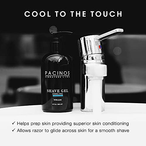 Pacinos Shave Gel - Clear Cooling Gel with Aloe Vera, Prevents Skin Irritation & Moisturizes, All Hair Types, 8 fl. oz.