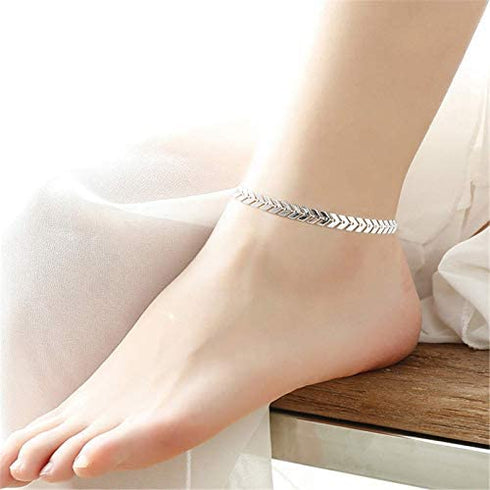 Bonlting Fashion Ankle Bracelet Women Sterling Silver Anklet Foot Jewelry Chain Beach