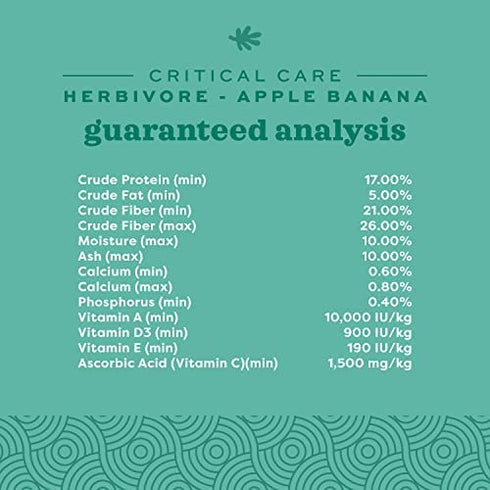Oxbow Animal Health Critical Care, Herbivore, Apple-Banana Flavor, 141 Gram Bag