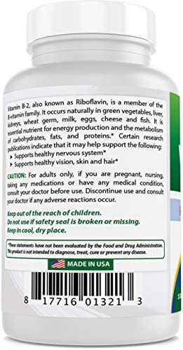 Best Naturals Vitamin B2 (Riboflavin) 100 mg 180 Tablets - Premium Formula - 3rd Party Lab Tested