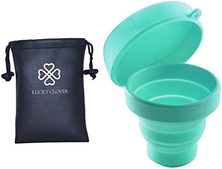 Collapsible Silicone Cup Foldable Sterilizing Cup for Menstrual Cups and Storing Your Diva Cup - Foldable for Travel from LUCKY CLOVER (Sky Blue)