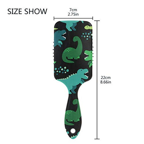 Cute Seamless Pattern With Dinosaurs Hair Brush Plastic Detangling Brushes Natural Detangler Paddle Hairbrush for Women Men Stimulate Scalp Help Growth Add Hair Shine