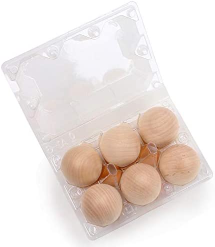 DomeStar Wooden Fake Chicken Eggs, 6PCS 2.5" Unpainted Faux Wood Eggs for Encouraging Hens to Lay Eggs