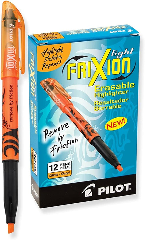 PILOT FriXion Light Erasable Highlighters, Chisel Tip, Orange Ink, 12-Pack (46504)