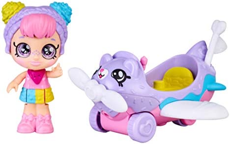 Kindi Kids Minis - Rainbow Kate's Airplane - Collectible Vehicle and Posable Bobble Head Figurine 2pc